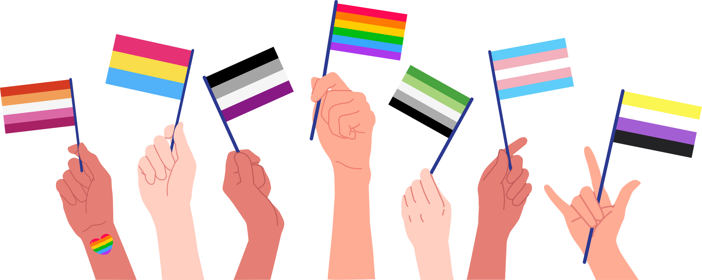 Hands Holding Various Pride Flags