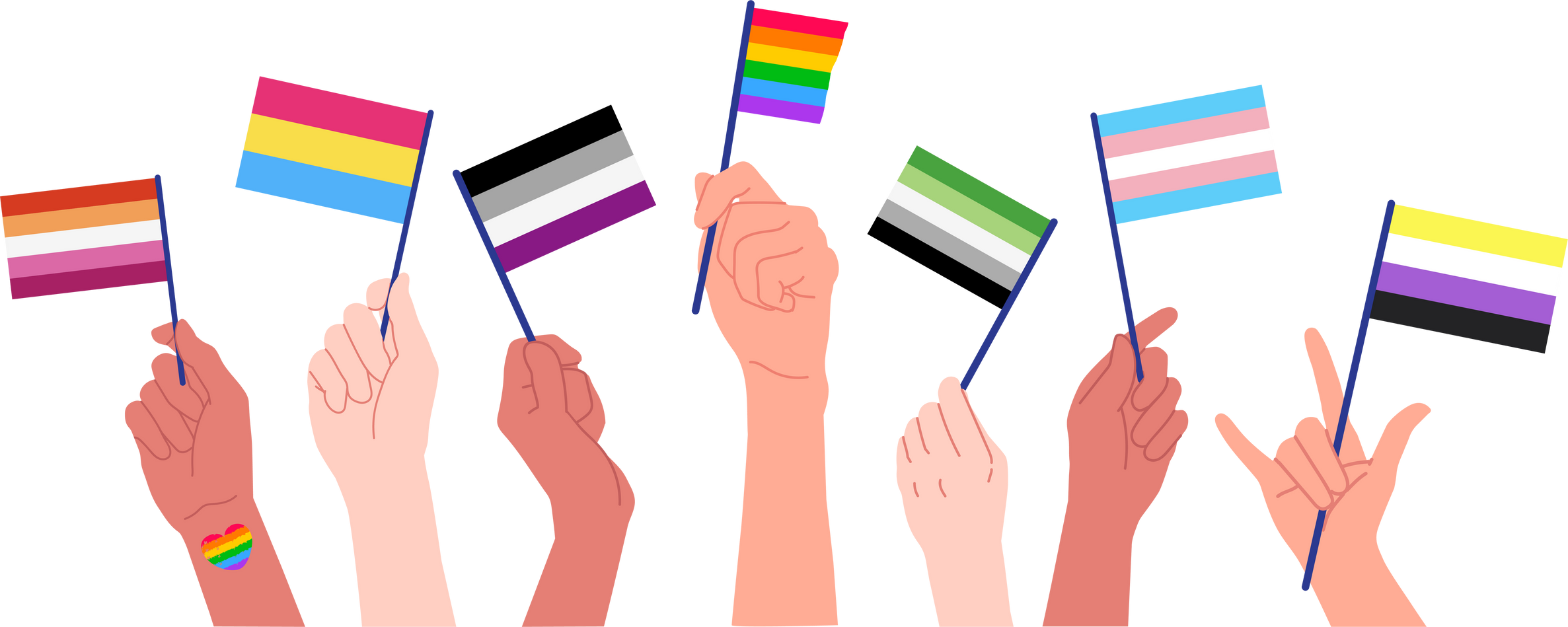 Hands Holding Various Pride Flags